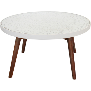 Solaro Round Glass Top Coffee Table – White