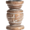 Whitewashed Mangowood Carved Pillar Candleholder