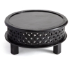Round 75cm Footed Mangowood Carved Coffee Table Black 1
