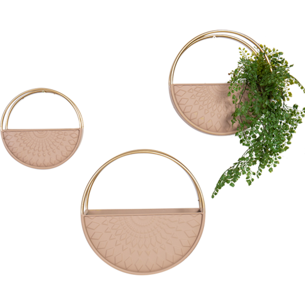 Round Musk Gold Metal Wall Planters Set Of 3 1