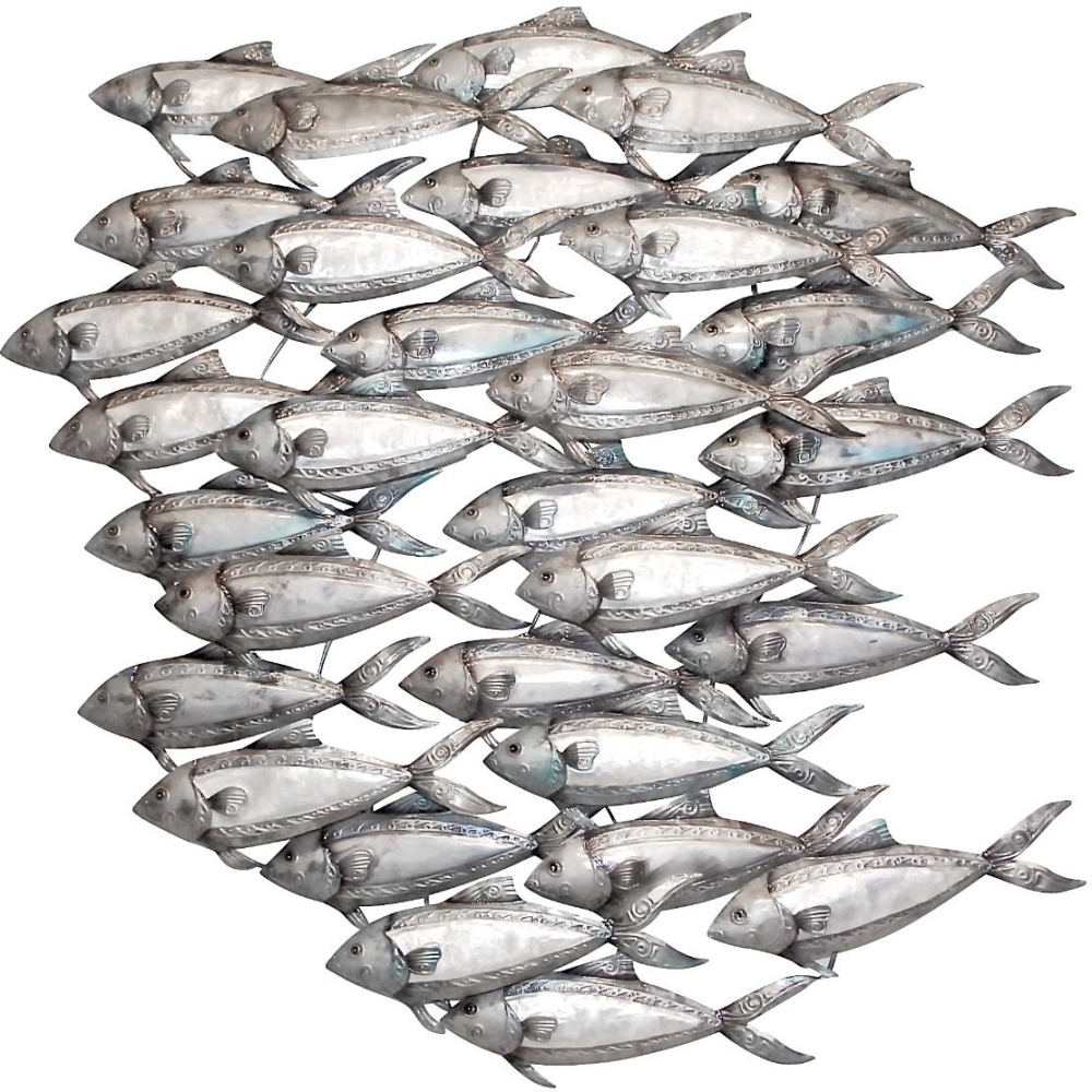 White Capiz Shell School Of Herring Fish Wall Decor