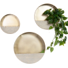 Round Solid Golden Metal Wall Planters Set Of 3