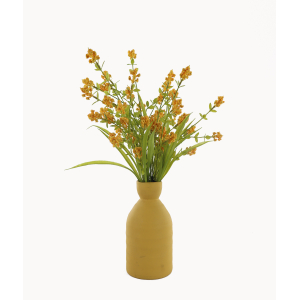 Artificial Yellow Wild Flowers In Ceramic Vase