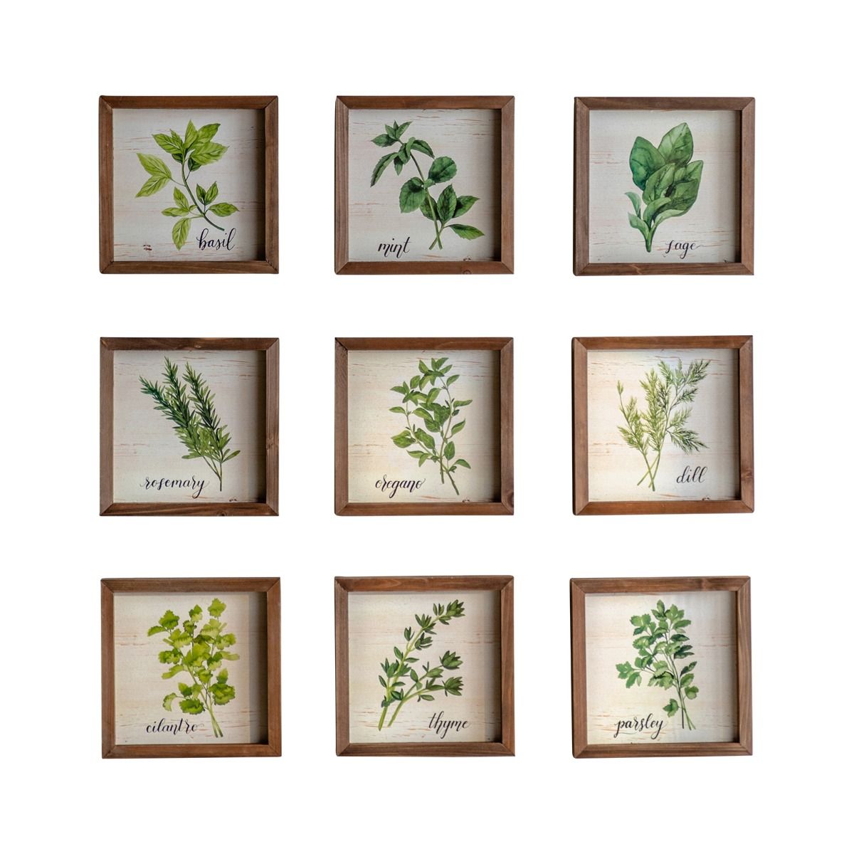 9 Piece Kitchen Herb Series Wall Art 