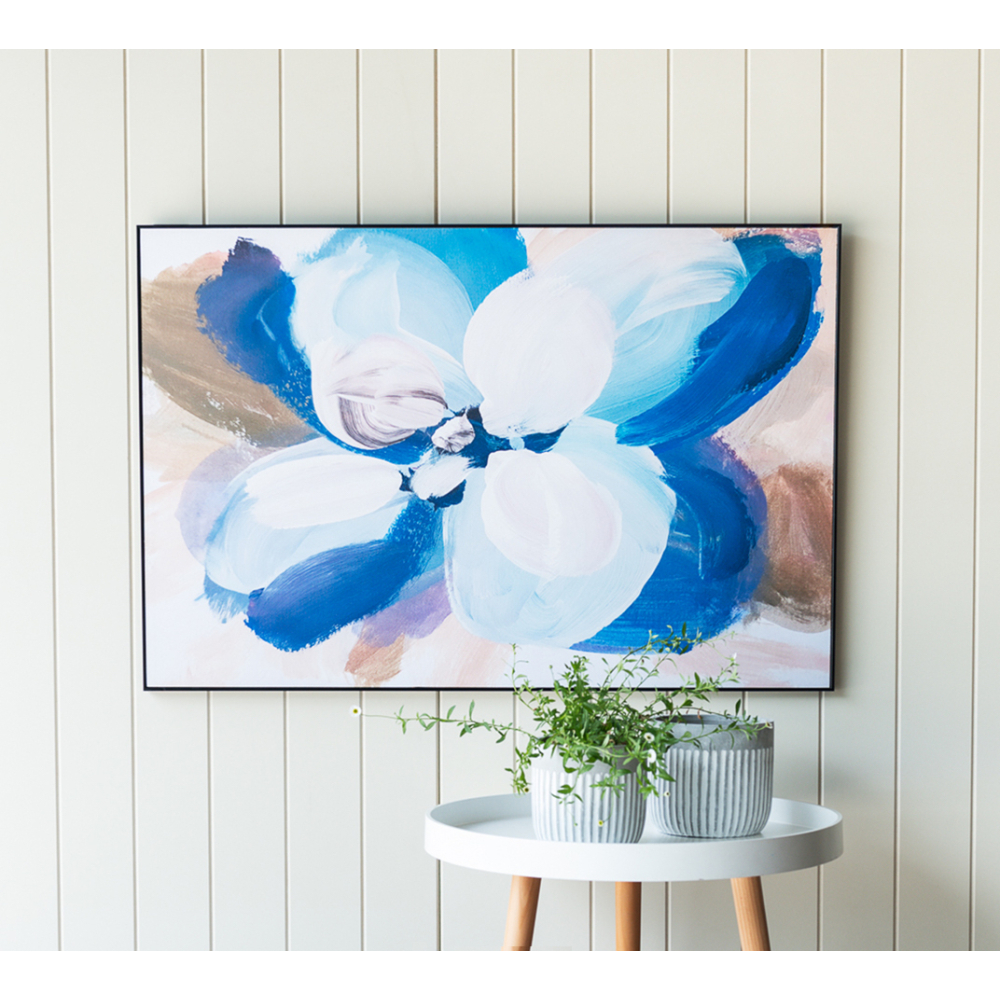 Blue Flower Framed Canvas Wall Art 60x90cm