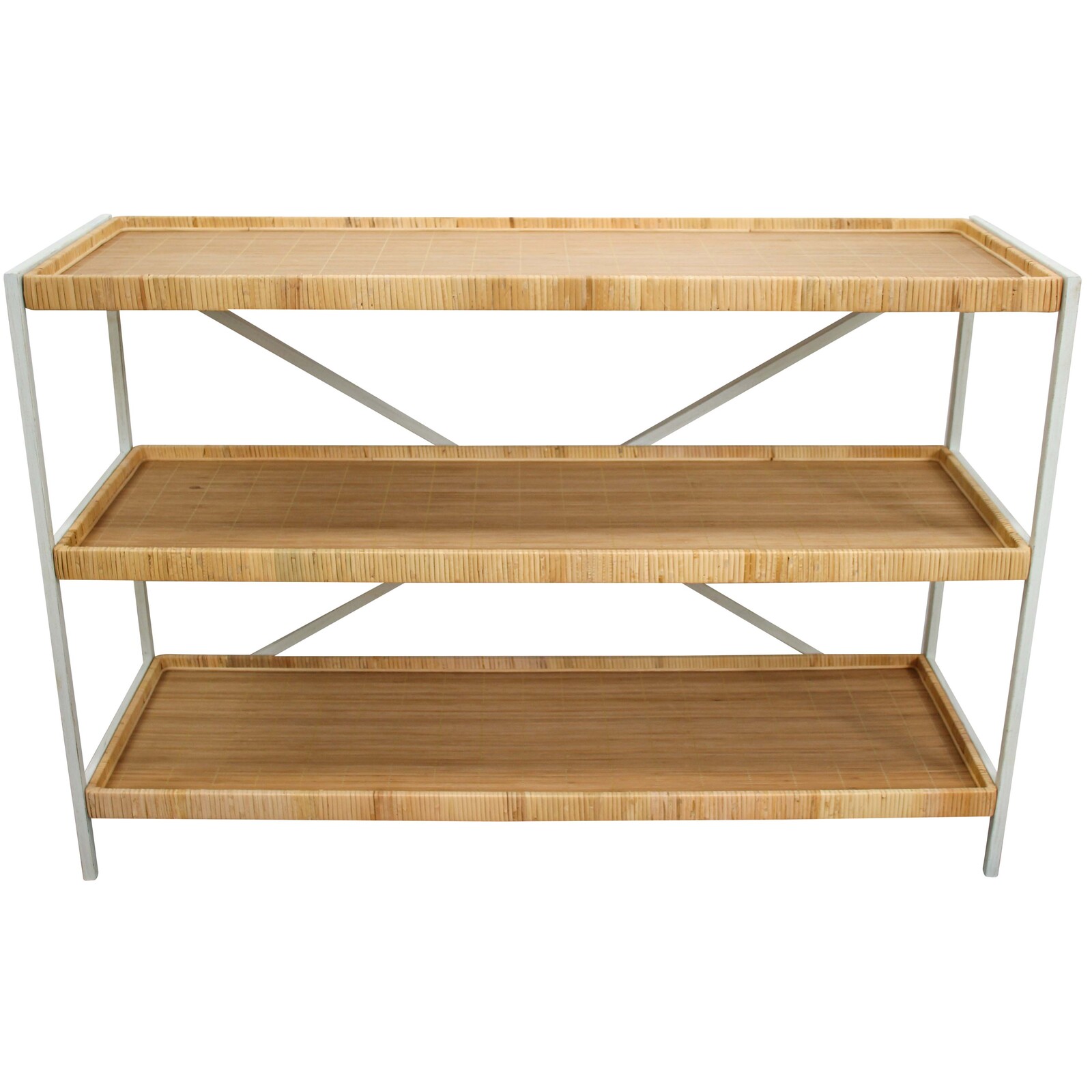 Harbour Cane & Metal Console Table With Shelves