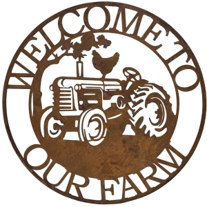 Round Laser Cut Welcome To Our Farm Metal Wall Decor
